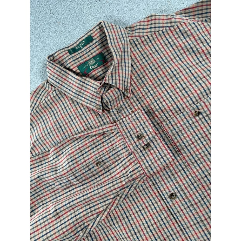 Vintage Orvis Shirt Mens XL Nova Check Plaid Long Sleeve 100%‎ Cotton India